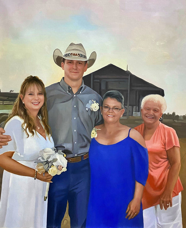 Acrylic family portrait painting from photo