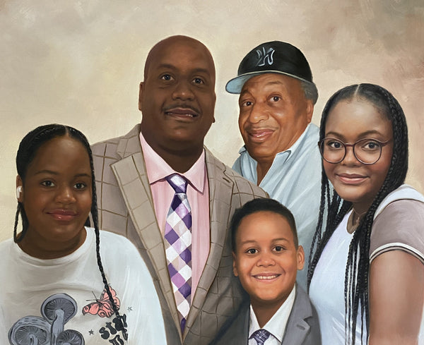 Oil family portrait painting from photo
