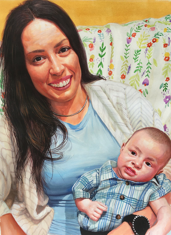 Watercolor family portrait example