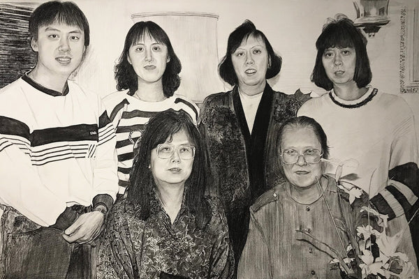 Charcoal family portrait example