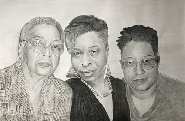 Charcoal memorial portrait painting from photo