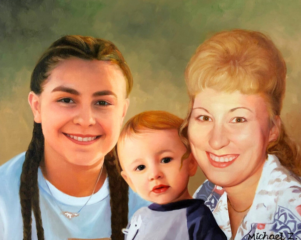 Oil memorial portrait painting from photo
