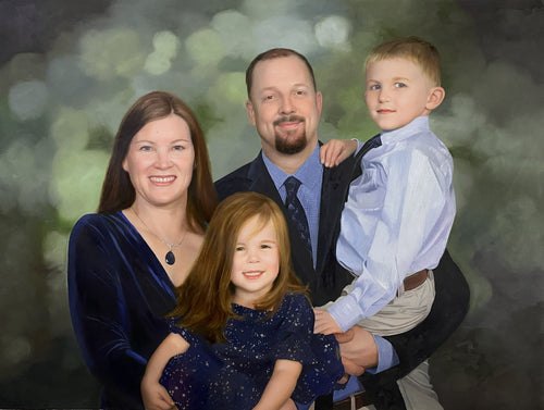 Oil family portrait painting from photo