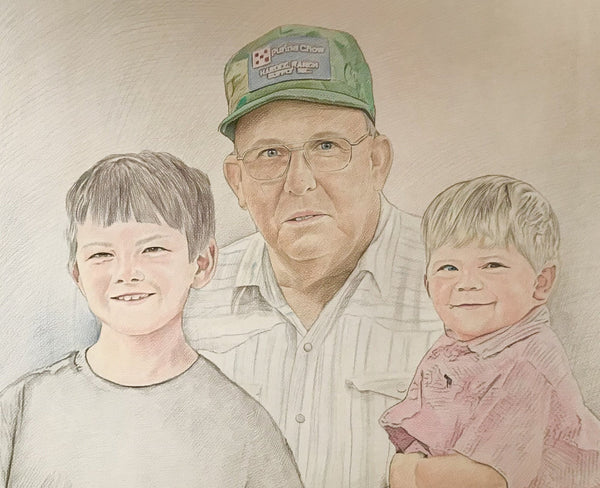 Pencil family portrait painting from photo