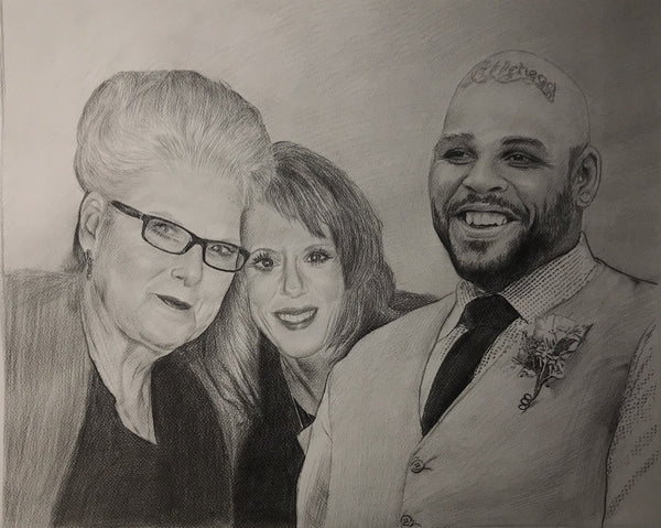 Pencil memorial portrait painting from photo