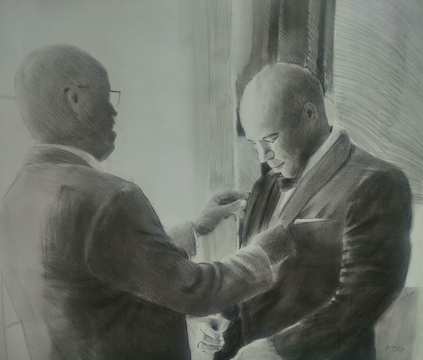 Pencil memorial portrait painting from photo