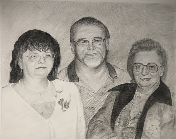 Pencil memorial portrait painting from photo